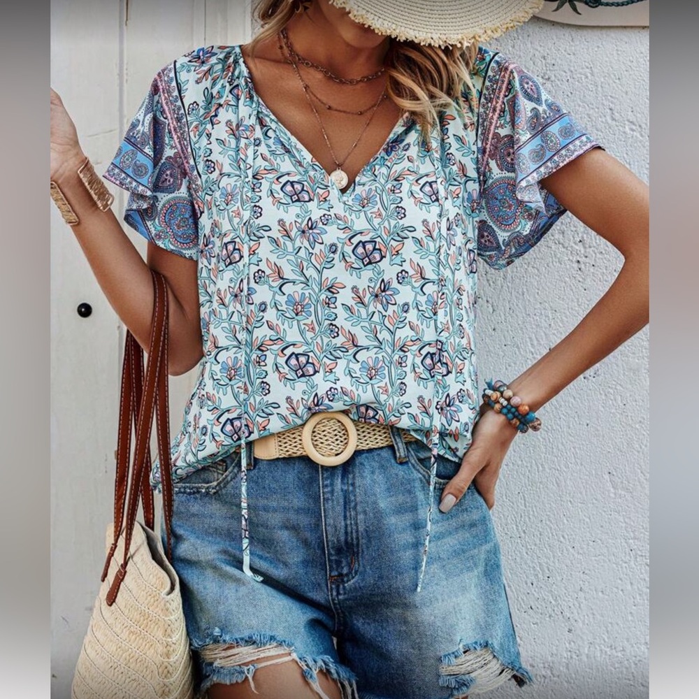 Boho floral print blouse - Picture 4 of 8